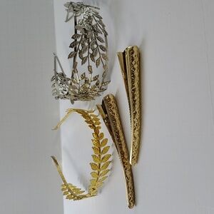 Gold and Silver Metal Leaf Headbands and Gold Metal Hair Clips